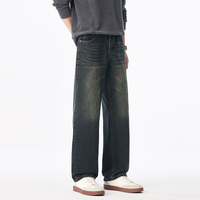 Nouveau Jean Américain Rétro Coupe Droite pour Homme – Tendance, Neuf, Style Urbain, Délavé et Effet Vieilli, Coupe Ample Droite