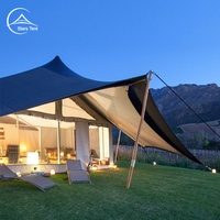 Tentes de glamping en toile PVC avec salle de bain privée et grand balcon pour l'hébergement en safari africain