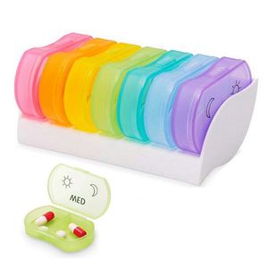 7 Day <b>Rainbow</b> Color 14 Compartments Plastic <b>Box</b> Organizer Stock Pill <b>Box</b> - Product Image 1