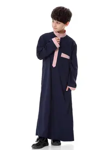 Hoge Kwaliteit Midden-oosten Arabische Moslim Teen Boy Abaya Robe Islamitische Jongen Thobe Kleding Met Pocket