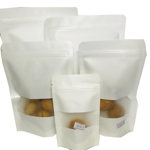 Bolsas con cierre de cremallera de fondo plano para artesanías, embalaje de alimentos, <span class=keywords><strong>café</strong></span>, bolsas de embalaje de papel Kraft, transparente, mate - Product Image 1