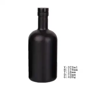 Botella de vidrio negro mate, botella vacía de 500ml, 750ml, esmerilada, licor de alcohol negro, botella de vino de vidrio para Vodka