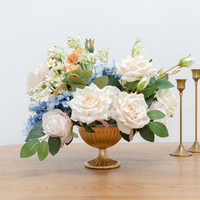 Fleurs artificielles dorées pour centre de table, décoration de mariage, vente en gros, conception personnalisée, décoration d'événements, fournisseur d'usine, commande en gros