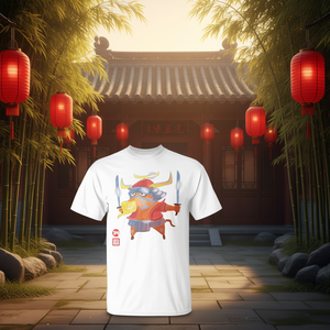 T-shirt unisexe pour adulte, col rond, manches courtes, impression numérique, signe du zodiaque chinois, animal du zodiaque, horoscope, sceau rouge, de qualité supérieure - Product Image 3