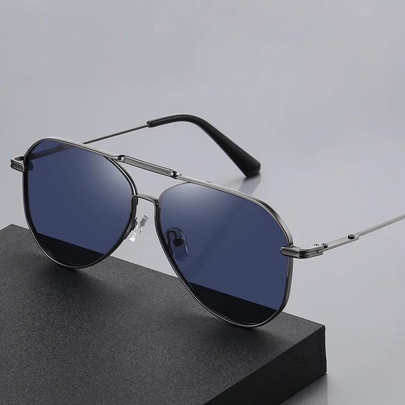 Fashion Trendy New Pilot Sunglasses Double Beam Luxury Designer Brand Gradient Shades Sunglasses Polarized Sun Glasses