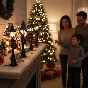 Đèn <span class=keywords><strong>LED</strong></span> mini hình đèn đường chạy pin SANWEI 2 chiếc, mô hình cảnh trong nhà, màu đen, đèn đứng Giáng sinh - Product Image 5