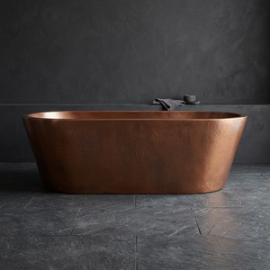 Baignoire ovale autoportante en cuivre, finition martelée, sans couvercle, baignoire classique pour salle de bain - Product Image 3