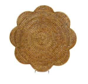 Sustainable Eco-friendly Flower Shaped Rattan <b>Placemat</b> <b>Round</b> Flower Shape for 6 Seater Table - Product Image 5