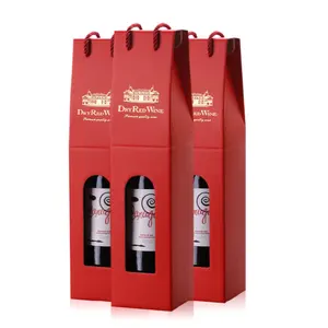 Wholesale custom print logo wine bottle packaging gift paper wine shipping boxes and bag