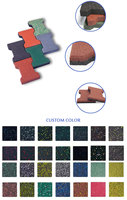Sol en caoutchouc antidérapant imperméable absorbant les chocs en EPDM non toxique pour allée de jardin, aire de jeux, piste de course de chevaux, interverrouillage en forme d'os de chien