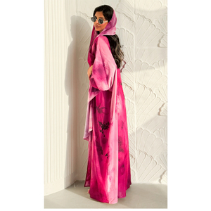 Abaya Musulmana de Estilo Abierto con Estampado Digital Tie Dye Personalizada de Lujo para Mujer, Marca LEDUO - Product Image 1