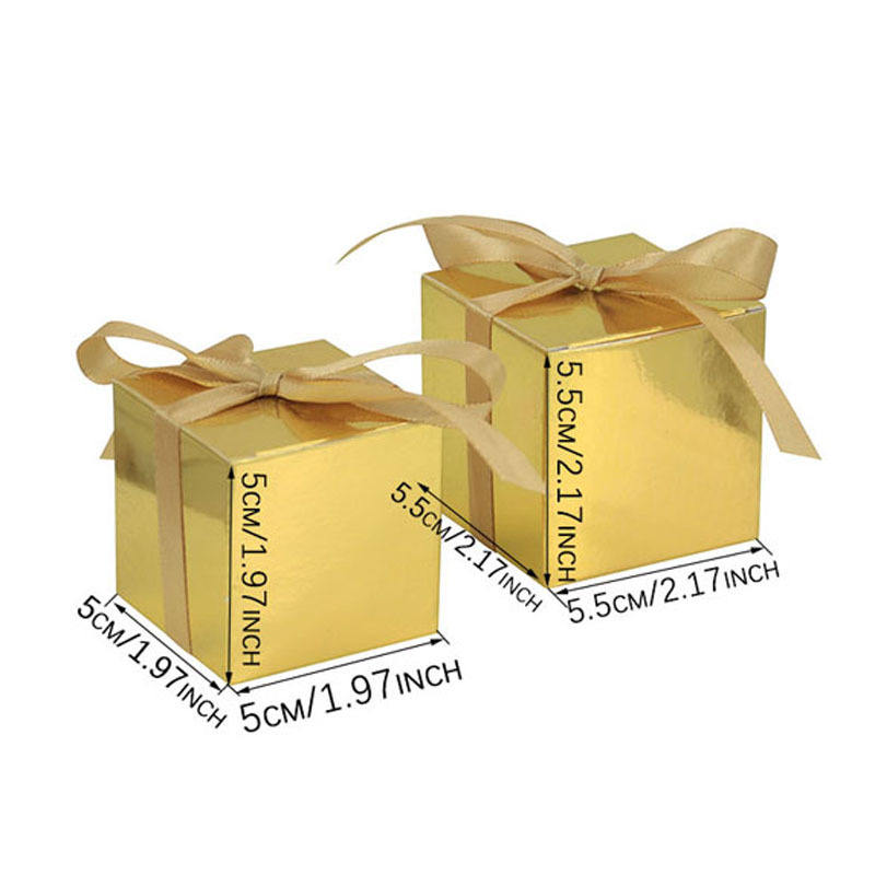 Square Shape Candy Gift Treat Paper Boxes With Ribbon Multi Color Small ...