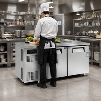 Table de préparation réfrigérée professionnelle en acier inoxydable, sans givre, à commande numérique, pour restaurant, hôtel, traiteur CB