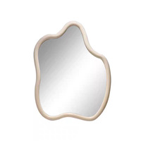 Miroir de salle de bain mural de style nordique en bois d'hévéa irrégulier avec éclairage LED, miroir décoratif pour coiffeuse, modèle 085