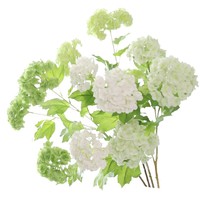 Fleurs artificielles en gros, Hortensias en soie à tiges multiples, Blanc et Vert, Décoration nordique pour la maison, Bouquet pour vase, Vente en gros directe usine