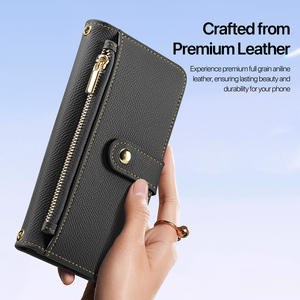 เคสโทรศัพท์หนังสำหรับใส่บัตร S25 Ultra พร้อมกระเป๋าแม่เหล็กแบบถอดได้ 2-in-1 และเคสโทรศัพท์แบบมีสายคล้องคอ S25 - Product Image 3