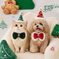 Zoyi Pet – Ensemble de décoration de Noël pour animaux de compagnie : chapeau en peluche, collier en velours avec nœud, flocon de neige, étoile et clochette, réglable pour chiens et chats