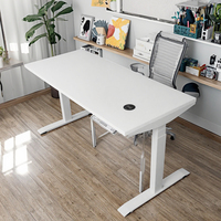Bureau d'ordinateur ergonomique électrique blanc à double moteur, réglable en hauteur pour le travail assis-debout, mobilier de bureau