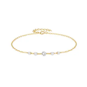 Carline Hot Sales 925 Bracelet Silver Girls Bracelets with 5A Zircon 18K Gold Bracelet Women Jewelry Gift Wholesale