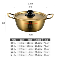 201 acier inoxydable or conception coréenne Ramen nouilles Pot Double couvercle inférieur nouvelle cuisinière à Induction conviviale pour les stocks de fruits de mer