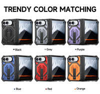 Matte Skin Feel Magnetische Opvouwbare Telefoonhoes met Verborgen Verticale Stand, Volledige Scharnierbescherming Stootbestendige Bescherming voor iPhone Duo