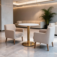 Tables à manger en marbre pour hôtels commerciaux, cafés, tables circulaires/petites modernes et minimalistes, durables, faciles à nettoyer, pour les réunions