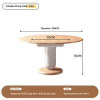 Table à manger carrée pliante télescopique multifonction en bois massif style crème avec chaises, idéale pour petits appartements, capacité 10 personnes