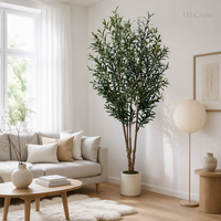 Arbre d'olivier artificiel de 210 cm de haut, feuilles vertes grises réalistes avec fruits, plante artificielle en pot pour villa, hôtel, salon