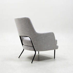 Silla de Lujo Ligera con Base de Acero Inoxidable, Silla de Ocio de Cuero y Tela, Sillón Individual para el Hogar, Hotel, Oficina, Sala de Estar - Product Image 4