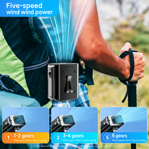 Wholesale Portable 6000mAh Rechargeable Waist Clip Fan 5 Speed <b>Mini</b> Clip On Fan Outdoor Working Wearable Cooling Fan - Product Image 4
