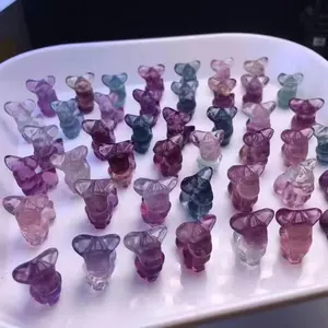 Wholesale Natural Crystal High Quality Hand Craving Crystal Fluorite Cartoon Character Animal