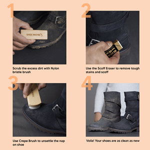 Suede Care Kit with Crepe Rubber Brush Nylon Brush and Suede Eraser for Suede Nubuck <b>Boots</b> Shoes Leather Accessories - Product Image 6