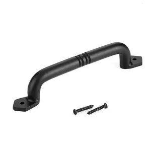 Sliding Barn Door Handle Pull Black Heavy Duty Cast Iron Hardware for Wooden Garden Gate Shed Cabinet Door