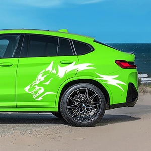 Adesivo per carrozzeria auto con grafica <span class=keywords><strong>lupo</strong></span> da 2 pz/set autoadesivo per porta laterale auto sportiva da corsa - Product Image 4