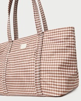 Maßgefertigte Reißverschluss-Tragetasche für Alltag und Reisen, Wasserabweisend, Nylon, Gingham-Muster, mit Laptopfach und Gepolsterten Schultergurten