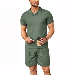 Tuta da ginnastica Casual Casual Casual da uomo a manica corta in cotone pesante semplice elasticizzato - Product Image 4