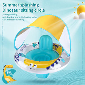قارب سباحة قابل للنفخ للأطفال على شكل ديناصور من سويمبوبو، لعبة مائية عائمة للأطفال الصغار، حلقات سباحة للأطفال مع مظلة - Product Image 3