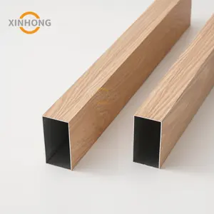 Decorative Anodized Aluminum Tube Outdoor Aluminium Square Pipe Wood Grain Rectangular Aluminum Section Fence Panel Profile