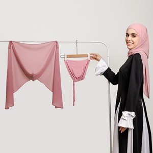 Foulard en mousseline facile à porter, vente en gros d'usine, écharpe à capuche à fermeture magnétique avec ensemble de liens de couleur assortie - Product Image 2