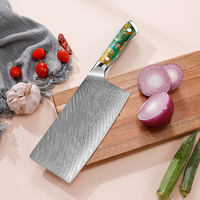 Couteau de cuisine japonais de 7 pouces en acier carbone à 67 couches, acier Damas 10Cr15CoMoV, couteau à découper avec manche en résine, 602 HRC