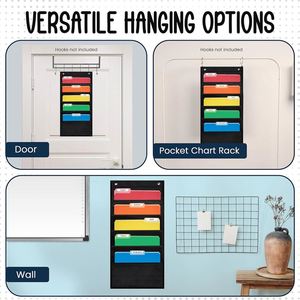 Versatile Tall Black Pocket Chart Classroom-friendly Wall Hanging <b>File</b> <b>Folder</b> Organizer Office School Supplies - Product Image 6