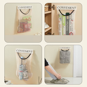 <span class=keywords><strong>Sac</strong></span> de rangement en filet suspendu, organisateur mural de sacs en plastique pour cuisine, pochette en filet multi-usage grande capacité - Product Image 3