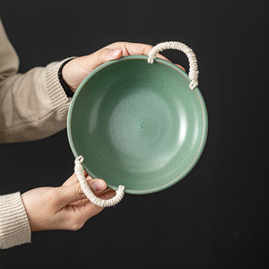 Tazones de Cerámica con Asas de Cuerda, Apilables, Diseño Wabi Sabi, para Servir Alimentos, Uso Doméstico - Product Image 3