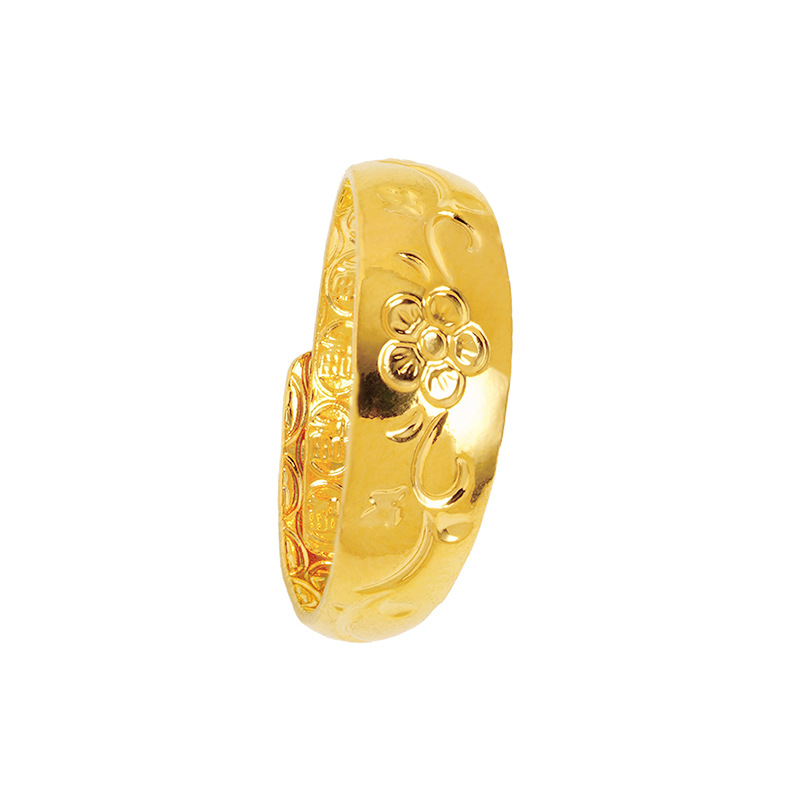 แหวนแถบลายดอกไม้สีทอง J2311