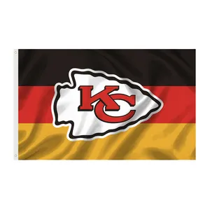 Vente chaude toute la bannière de l'équipe de football américain NFL 3x5ft nouvelle conception des drapeaux allemands Kansas City Chiefs