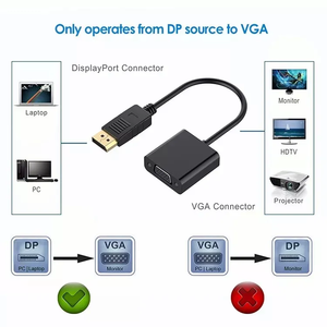 Adaptateur convertisseur DP vers <span class=keywords><strong>VGA</strong></span> plaqué or (mâle-femelle) avec blindage tressé, prise en charge 1080P pour ordinateur de bureau, ordinateur portable, moniteur PC - Product Image 6
