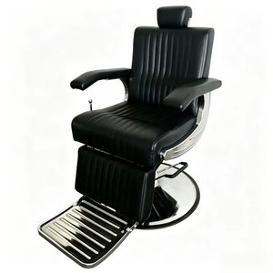 Fauteuil de Barbier Rétro Noir Hydraulique, Chaise de Coiffure Rembourrée pour Salon de Coiffure - Product Image 3