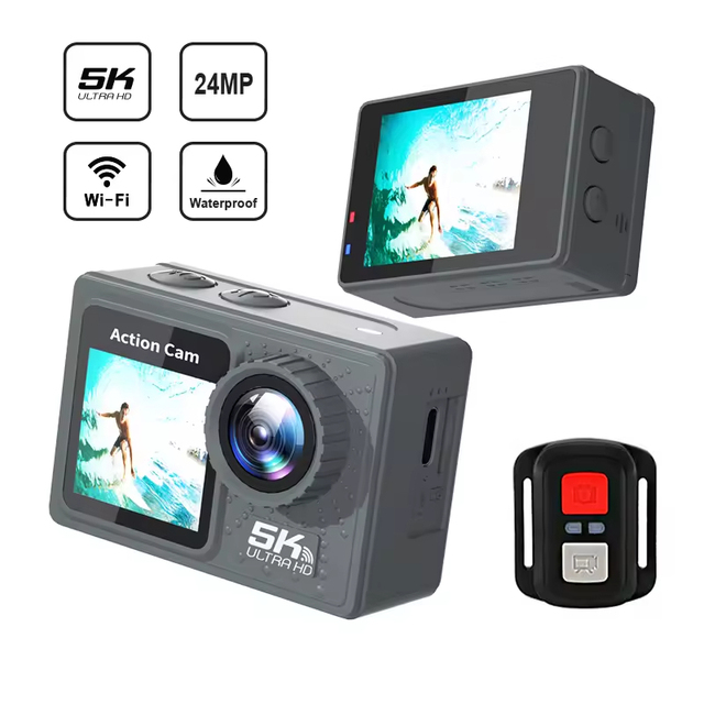 Professional Grade 5K Waterproof Sports Action Camera with Anti-Shake Remote Control for Diving Enthusiast