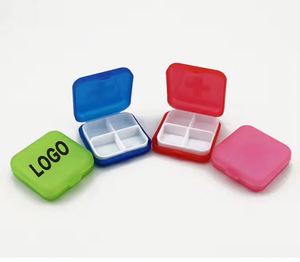 Custom Logo Printed 4 Compartments <b>Cute</b> Promotion Plastic 4 Case Square <b>Pill</b> <b>Box</b> - Product Image 1