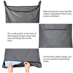 Vente directe d'usine de paniers <span class=keywords><strong>à</strong></span> <span class=keywords><strong>linge</strong></span> suspendus en tissu Oxford de qualité, grands et durables, avec poche avant, porte, gain de place, rangement de vêtements - Product Image 2